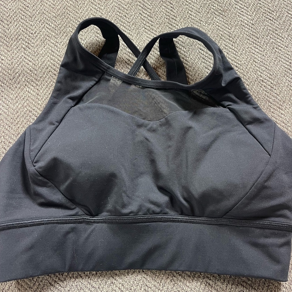 Black Women's Sports Bra with Crossback Straps